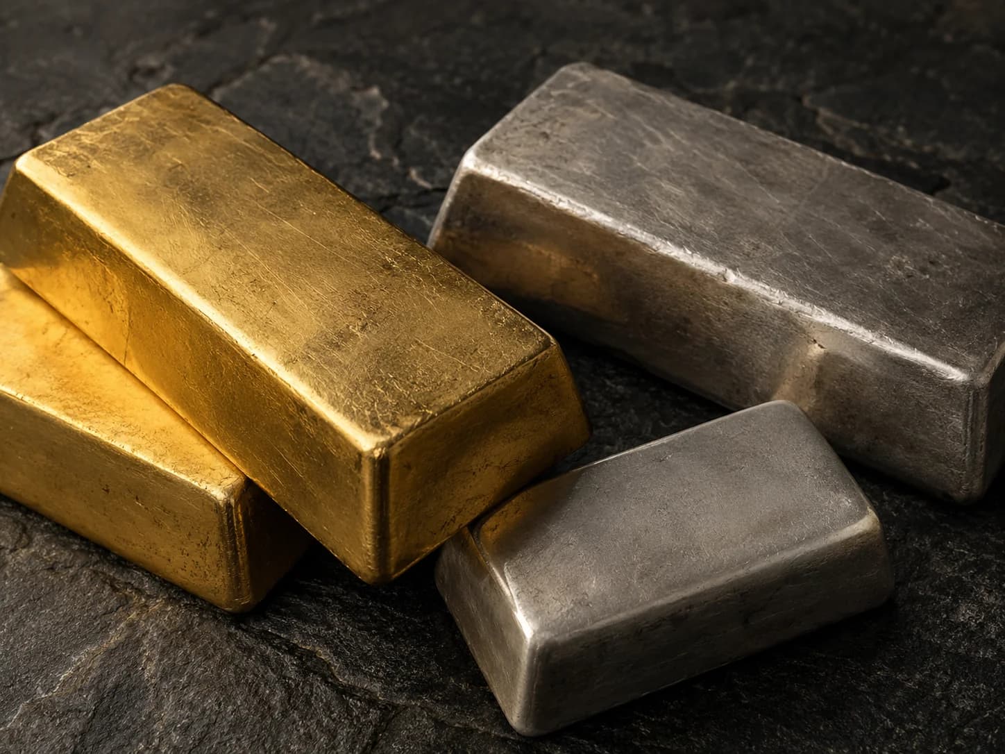 Illustratives Motiv mit Gold- und Silberbarren